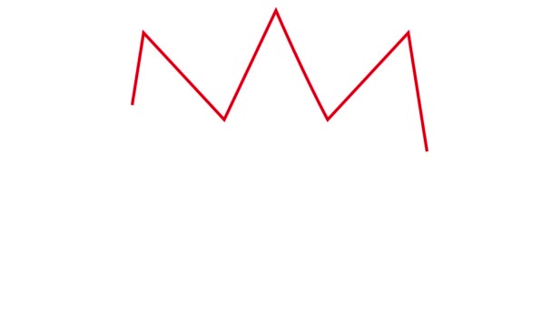 クラウンのアニメーションされた赤い線形シンボルが徐々に描かれます プレミアム ラグジュアリー 帝国の概念 ループされたビデオ 白い背景に隔離されたベクトルイラスト — ストック動画