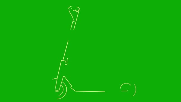 Ícone Ouro Linear Animado Scooter Chute Elétrico Símbolo Linha Desenhado — Vídeo de Stock