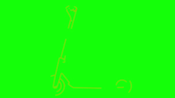 Geanimeerde Lineaire Oranje Pictogram Van Elektrische Kick Scooter Het Lijnsymbool — Stockvideo
