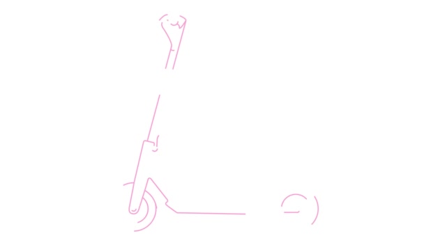 Animowana Liniowa Różowa Ikona Hulajnogi Elektrycznej Symbol Linii Jest Narysowany — Wideo stockowe
