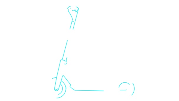 Animated Linear Blue Icon Electric Kick Scooter Line Symbol Drawn — Stock Video