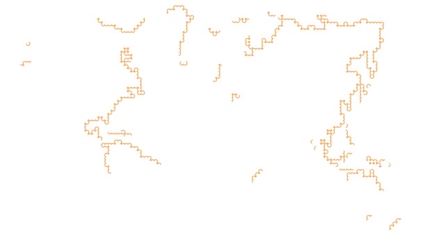 Animated Orange World Map Point Pattern Linear Symbol Gradually Drawn — Stock Video