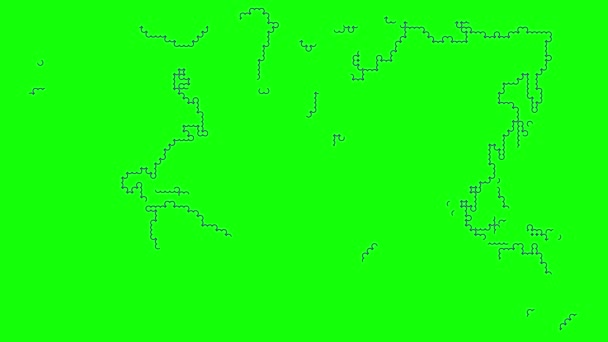 ポイントパターンからアニメーションヴァイオレットワールドマップ リニアシンボルは徐々に描かれている グローバル インターネットの概念 緑色の背景に分離されたベクトルイラスト — ストック動画