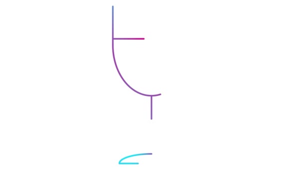 Animated Pink Blue Line Glass Wine Drawn Linear Symbol Drink — Stock Video