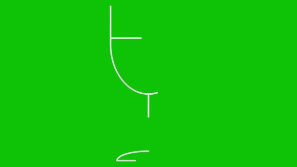Малюється Склянка Вина Анімованої Срібної Лінії Лінійний Символ Напою Концепція — стокове відео