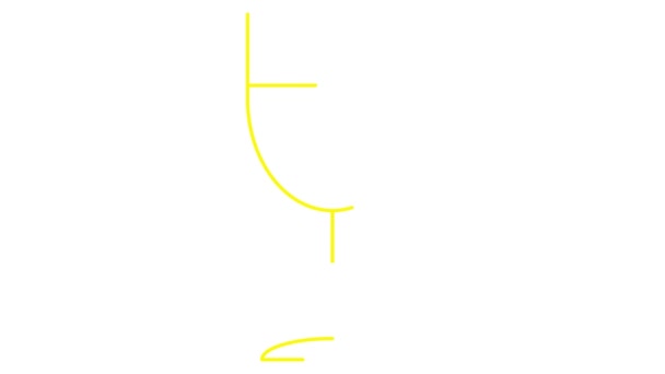 Κινούμενα Κίτρινο Ποτήρι Γραμμή Του Κρασιού Σχεδιάζεται Γραμμικό Σύμβολο Του — Αρχείο Βίντεο