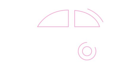 Retro arabanın çizgisel pembe simgesi. Çizgi sembolü çizildi. Beyaz arkaplanda vektör çizimi izole edildi. Döngülü video.