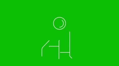 Animasyon beyaz roket çizildi. Doğrusal sembol. Başlangıç, yatırım, ilerleme, hız kavramı. Döngülü video. Çizgi vektör çizimi yeşil arkaplanda izole edildi.