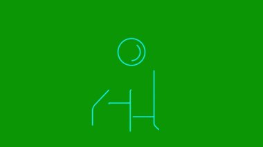 Animasyon mavi roket çizildi. Doğrusal sembol. Başlangıç, yatırım, ilerleme, hız kavramı. Döngülü video. Çizgi vektör çizimi yeşil arkaplanda izole edildi.