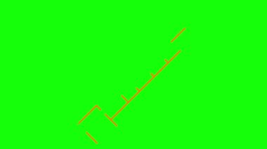 Animasyon turuncu şırınga ikonu. Tıbbi doğrusal sembol. Aşı, aşı, ilaç kavramı. Döngülü video. Vektör illüstrasyonu yeşil arkaplanda izole edildi. 