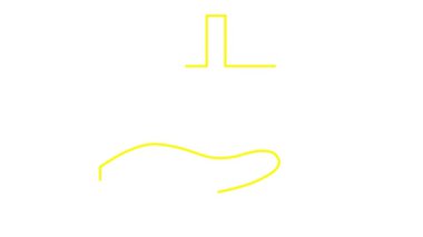 Tıbbi haçlı sarı renkli animasyon. Doğrusal sembol çizildi. Eczane, hastane, ambulans, ilaç kavramı. Döngülü video. Vektör illüstrasyonu beyaz arkaplanda izole edildi.