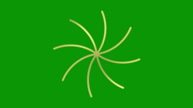 Canlandırılmış altın doğrusal çiçek yavaş yavaş çekilir. Lotus çiçeğinin çizgi sembolü. Bahar kavramı, yoga, meditasyon, doğa, yaz, güzellik, bahçe işleri. Döngülü video. Vektör illüstrasyonu yeşil arkaplanda izole edildi.