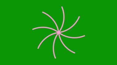 Animasyon pembe doğrusal çiçek yavaş yavaş çizilir. Lotus çiçeğinin çizgi sembolü. Bahar kavramı, yoga, meditasyon, doğa, yaz, güzellik, bahçe işleri. Döngülü video. Vektör illüstrasyonu yeşil arkaplanda izole edildi.