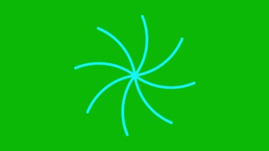 Canlandırılmış mavi doğrusal çiçek yavaş yavaş çizilir. Lotus çiçeğinin çizgi sembolü. Bahar kavramı, yoga, meditasyon, doğa, yaz, güzellik, bahçe işleri. Döngülü video. Vektör illüstrasyonu yeşil arkaplanda izole edildi.