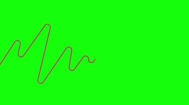 Animasyon eflatun bant görünür ve kaybolur. Dekoratif pembe dalgalı çizgi çizildi. Dürtünün sembolü. Döngülü video. Yeşil arkaplanda izole edilmiş doğrusal vektör çizimi.