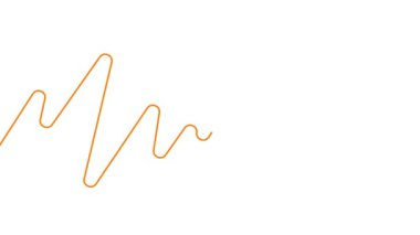 Animasyon turuncu bant görünür ve kaybolur. Dekoratif dalga çizgisi çizildi. Dürtünün sembolü. Döngülü video. Beyaz arkaplanda izole edilmiş doğrusal vektör çizimi.