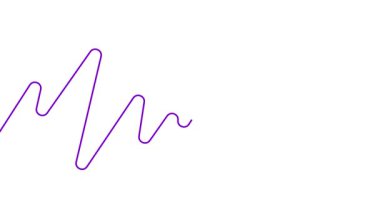 Animasyon mor bant görünür ve kaybolur. Dekoratif dalga çizgisi çizildi. Dürtünün sembolü. Döngülü video. Beyaz arkaplanda izole edilmiş doğrusal vektör çizimi.