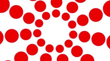 Merkezden yükselen kırmızı noktalar. Kopyalama alanı olan soyut arkaplan. Döngülü video. Vektör illüstrasyonu beyaz arkaplanda izole edildi.