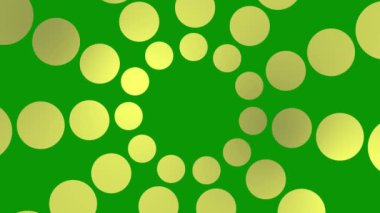 Merkezden gelen hareketli altın noktalar. Kopyalama alanı olan soyut arkaplan. Döngülü video. Vektör illüstrasyonu yeşil arkaplanda izole edildi.