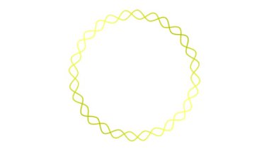 Animasyon altın dairesel çerçeve dönüşleri. Doğrusal sembol dönüyor. Dalgalı çizgi. Uzayı metin için kopyala. Vektör illüstrasyonu beyaz arkaplanda izole edildi.