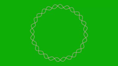 Animasyon pembe yuvarlak çerçeve dönüşleri. Doğrusal sembol dönüyor. Dalgalı çizgi. Uzayı metin için kopyala. Vektör illüstrasyonu yeşil arkaplanda izole edildi.