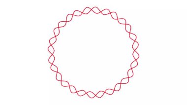 Canlandırılmış kırmızı dairesel çerçeve dönüşleri. Doğrusal sembol dönüyor. Dalgalı çizgi. Uzayı metin için kopyala. Vektör illüstrasyonu beyaz arkaplanda izole edildi.