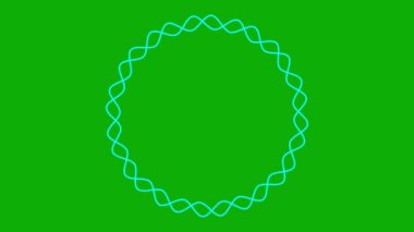 Canlandırılmış mavi dairesel çerçeve dönüşleri. Doğrusal sembol dönüyor. Dalgalı çizgi. Uzayı metin için kopyala. Vektör illüstrasyonu yeşil arkaplanda izole edildi.