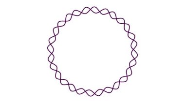 Animasyon siyah dairesel çerçeve dönüşleri. Doğrusal sembol dönüyor. Dalgalı çizgi. Uzayı metin için kopyala. Vektör illüstrasyonu beyaz arkaplanda izole edildi.