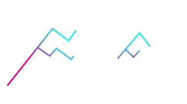 Animasyon pembe doğrusal dağlar yavaş yavaş çizilir. Dağın çizgi sembolü. Kaya ikonu. Seyahat, yürüyüş, macera, gezi, tatil, doğa, aşırı, başarı. Vektör illüstrasyonu beyaz arkaplanda izole edildi.