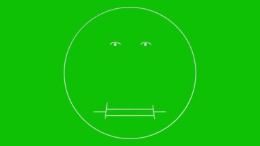 Oğlanın canlandırılmış gümüş çizgisel sembolü çizilir. Gülümseyen adam ikonu. İnsanlardan iz var. Döngülü video. Vektör illüstrasyonu yeşil arkaplanda izole edildi.