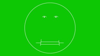 Oğlanın canlandırılmış beyaz doğrusal sembolü çizilir. Gülümseyen adam ikonu. İnsanlardan iz var. Döngülü video. Vektör illüstrasyonu yeşil arkaplanda izole edildi.
