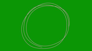 Animasyon pembe dekoratif çizgiler çizildi. Kopya uzayı olan el çizimi doğrusal daire çerçevesi. Döngülü video. Vektör illüstrasyonu yeşil arkaplanda izole edildi.
