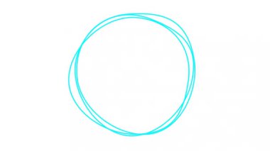 Canlandırılmış mavi dairesel çerçeve dönüşleri. Doğrusal sembol dönüyor. Urve Line daireleri. Uzayı metin için kopyala. Vektör illüstrasyonu beyaz arkaplanda izole edildi.