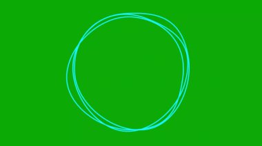 Canlandırılmış mavi dairesel çerçeve dönüşleri. Doğrusal sembol dönüyor. Urve Line daireleri. Uzayı metin için kopyala. Vektör illüstrasyonu yeşil arkaplanda izole edildi.