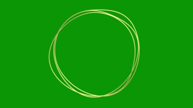Animasyon altın dairesel çerçeve dönüşleri. Doğrusal sembol dönüyor. Urve Line daireleri. Uzayı metin için kopyala. Vektör illüstrasyonu yeşil arkaplanda izole edildi.