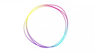 Renkli renkli dairesel çerçeve dönüşleri. Doğrusal sembol dönüyor. Urve Line daireleri. Uzayı metin için kopyala. Vektör illüstrasyonu beyaz arkaplanda izole edildi.