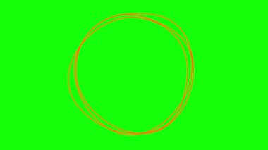 Animasyon turuncu yuvarlak çerçeve dönüşleri. Doğrusal sembol dönüyor. Urve Line daireleri. Uzayı metin için kopyala. Vektör illüstrasyonu yeşil arkaplanda izole edildi.