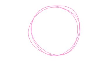 Animasyon pembe yuvarlak çerçeve dönüşleri. Doğrusal sembol dönüyor. Urve Line daireleri. Uzayı metin için kopyala. Vektör illüstrasyonu beyaz arkaplanda izole edildi.