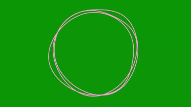 Animasyon pembe yuvarlak çerçeve dönüşleri. Doğrusal sembol dönüyor. Urve Line daireleri. Uzayı metin için kopyala. Vektör illüstrasyonu yeşil arkaplanda izole edildi.
