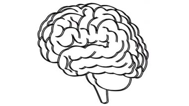 Beynin hareketli doğrusal siyah sembolü. Simge titriyor. Fikir kavramı, yaratıcılık, zeka, eğitim, akıl sağlığı. Çizgi vektör çizimi beyaz arkaplanda izole edildi.