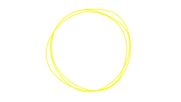 Animated yellow circular frame spins. Linear symbol rotates. urve line circles. Copy space for text. Vector illustration isolated on white background.
