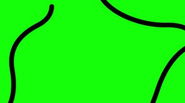 Canlandırılmış siyah dekoratif dalga çizgileri çiziliyor. Kopya alanı ile doğrusal arkaplan. Döngülü video. Vektör illüstrasyonu yeşil arkaplanda izole edildi.