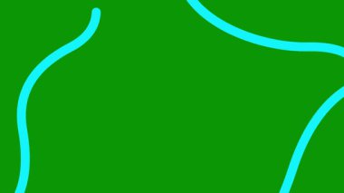 Canlandırılmış mavi renkli dalga çizgileri çiziliyor. Kopya alanı ile doğrusal arkaplan. Döngülü video. Vektör illüstrasyonu yeşil arkaplanda izole edildi.