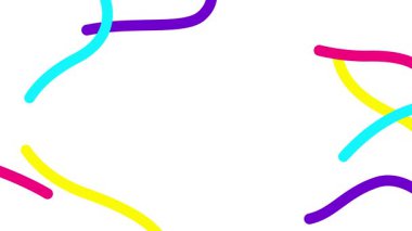 Rengarenk renkli dalgalı çizgiler çiziliyor. Kopya alanı ile doğrusal arkaplan. Döngülü video. Vektör illüstrasyonu beyaz arkaplanda izole edildi.