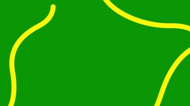 Canlandırılmış sarı dekoratif dalga çizgileri çiziliyor. Kopya alanı ile doğrusal arkaplan. Döngülü video. Vektör illüstrasyonu yeşil arkaplanda izole edildi.