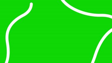 Canlandırılmış beyaz dekoratif dalgalı çizgiler çiziliyor. Kopya alanı ile doğrusal arkaplan. Döngülü video. Vektör illüstrasyonu yeşil arkaplanda izole edildi.