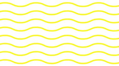 Animasyon sarı dalgalı çizgiler. Doğrusal arkaplan. Dekoratif desen. Döngülü video. Vektör illüstrasyonu beyaz arkaplanda izole edildi.
