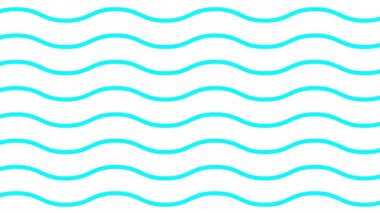 Canlandırılmış mavi dalgalı çizgiler. Doğrusal arkaplan. Dekoratif desen. Döngülü video. Vektör illüstrasyonu beyaz arkaplanda izole edildi.