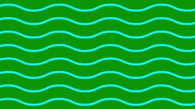 Canlandırılmış mavi dalgalı çizgiler. Doğrusal arkaplan. Dekoratif desen. Döngülü video. Vektör illüstrasyonu yeşil arkaplanda izole edildi.