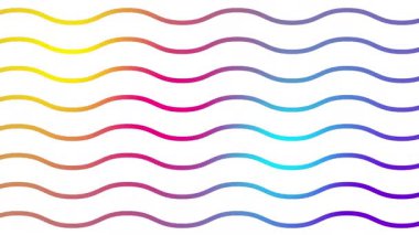 Renkli dalgalı çizgiler. Doğrusal arkaplan. Dekoratif desen. Döngülü video. Vektör illüstrasyonu beyaz arkaplanda izole edildi.